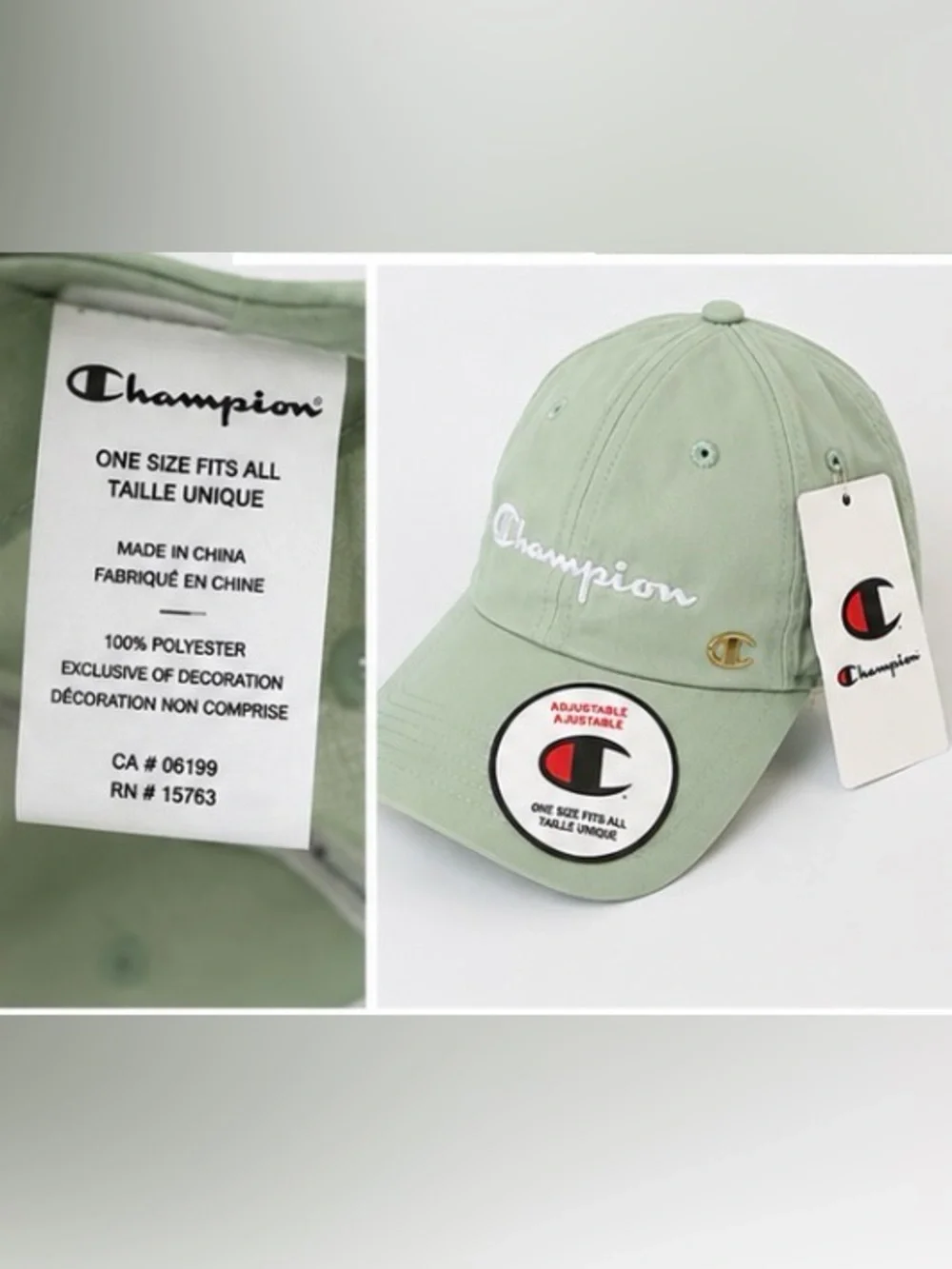 Champion womens Baseball Cap in Mint Green with Gold Buckle